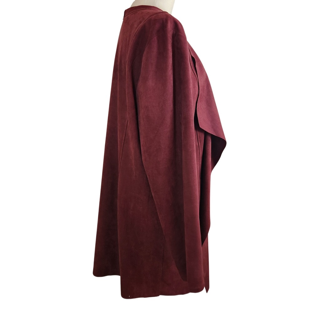 Chicos XL Faux Suede Drape Front Open Cardigan Jacket Burgundy Maroon Maroon Red - Picture 2 of 9